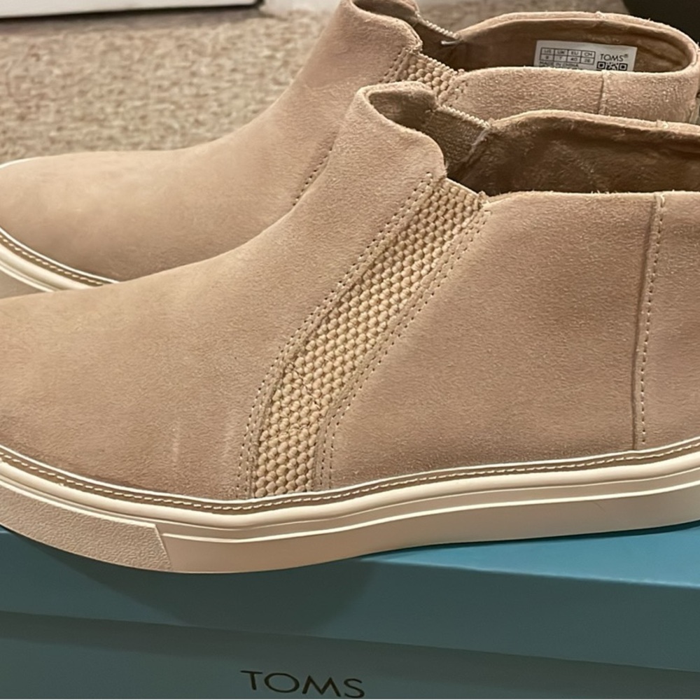 Toms Tan Ankle Booties with Suede Finish